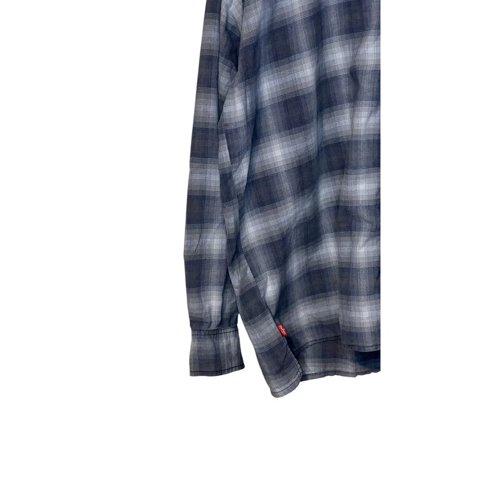 Levi's Men Shirt Vintage‎ 90's Western Plaid Button-Up Long Sleeve Blue Large